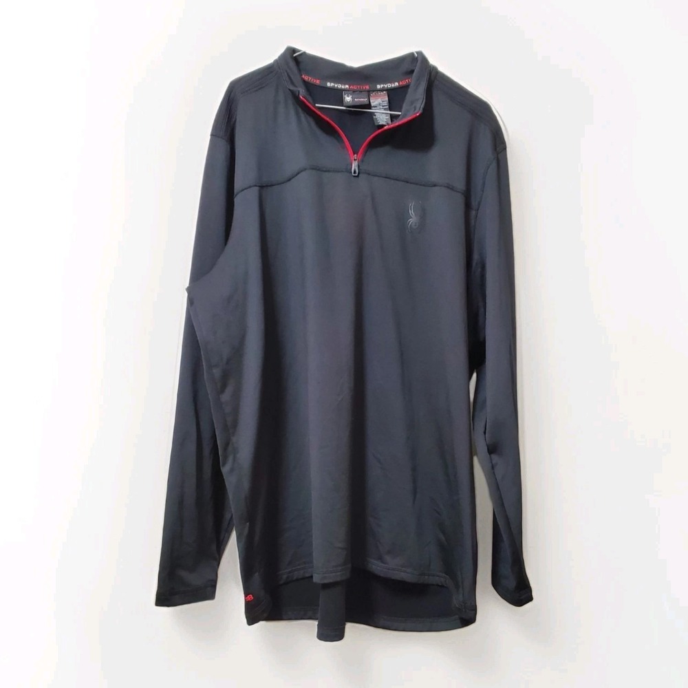 Mens Spyder Outbound Quarter Zip Black‎ And Red Fleece Pullover size Large